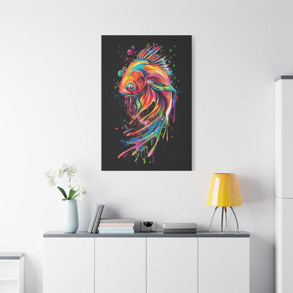 Neon Fish Canvas Art, Colorful Wall Decor, Artistic Home Accent, Gift for Fish Lovers, Unique Ocean Decor, Bright and Cheerful Wall Art - VYBE Shop