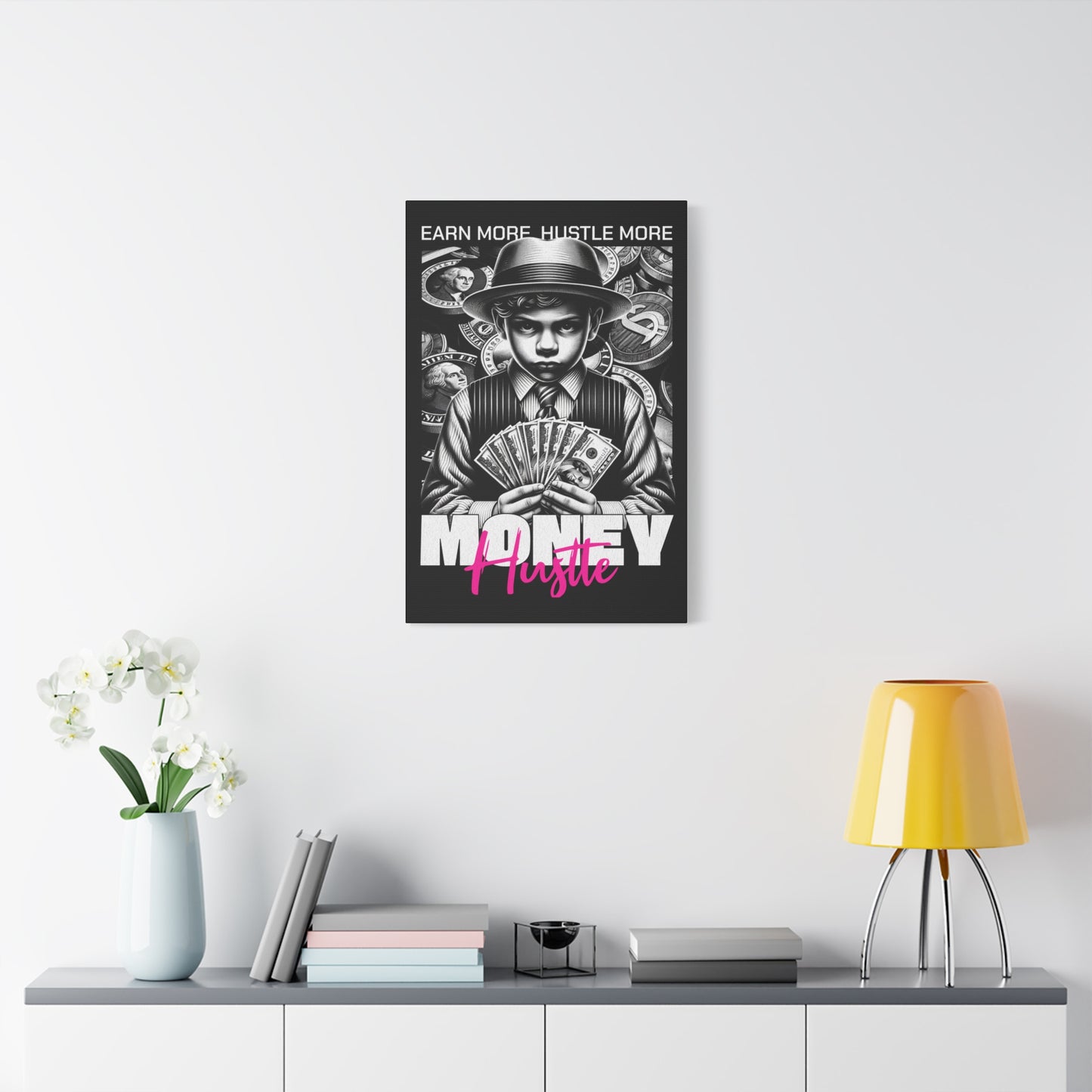 Money Hustle Matte Canvas Art Print, Motivational Wall Decor, Hustler Gift, Office Art, Entrepreneurship Wall Art, Home Decor - VYBE Shop