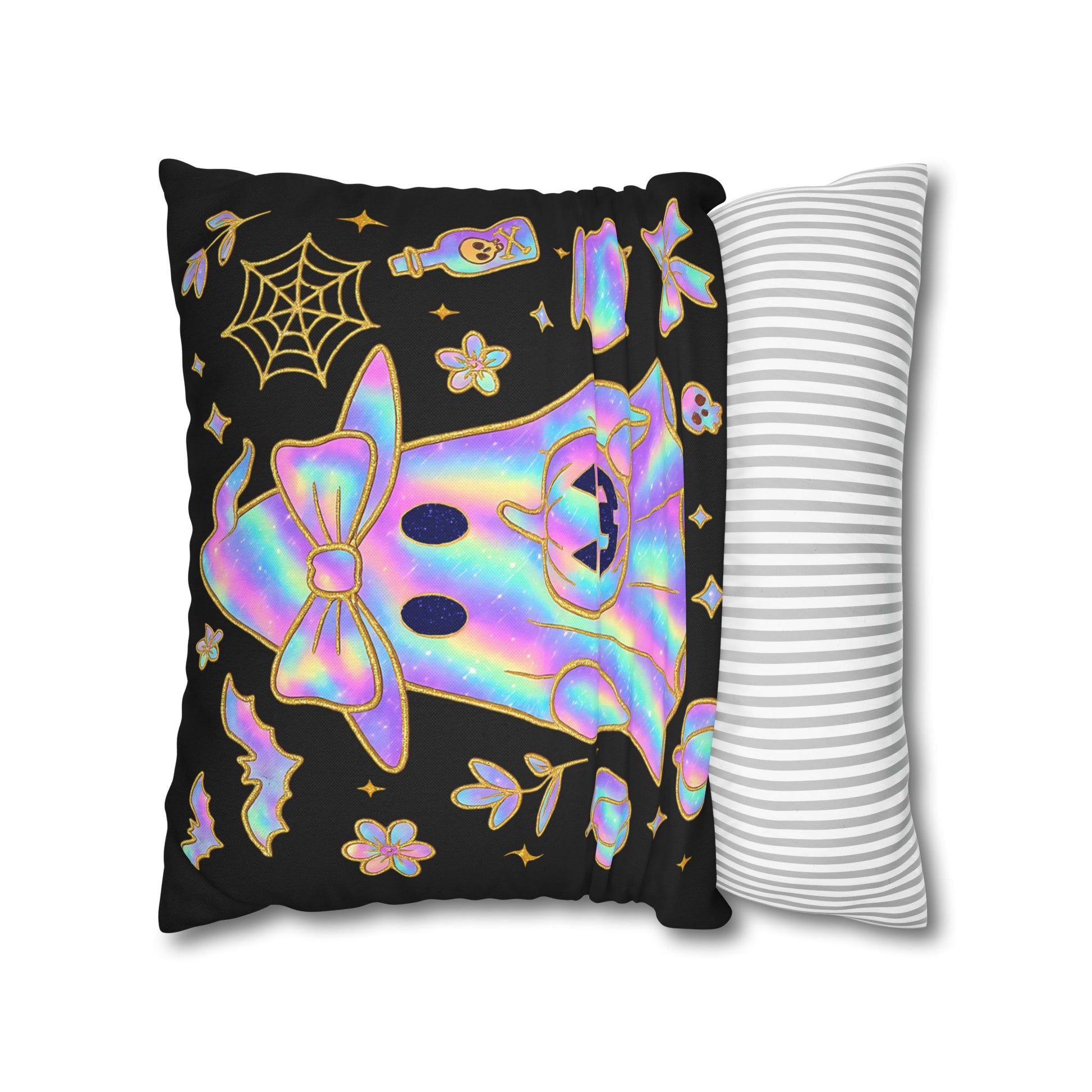 Holographic Ghost Pillowcase - Cozy Halloween Decor, Cute Cushion Cover, Spooky Gift for Fall Vibes - VYBE Shop