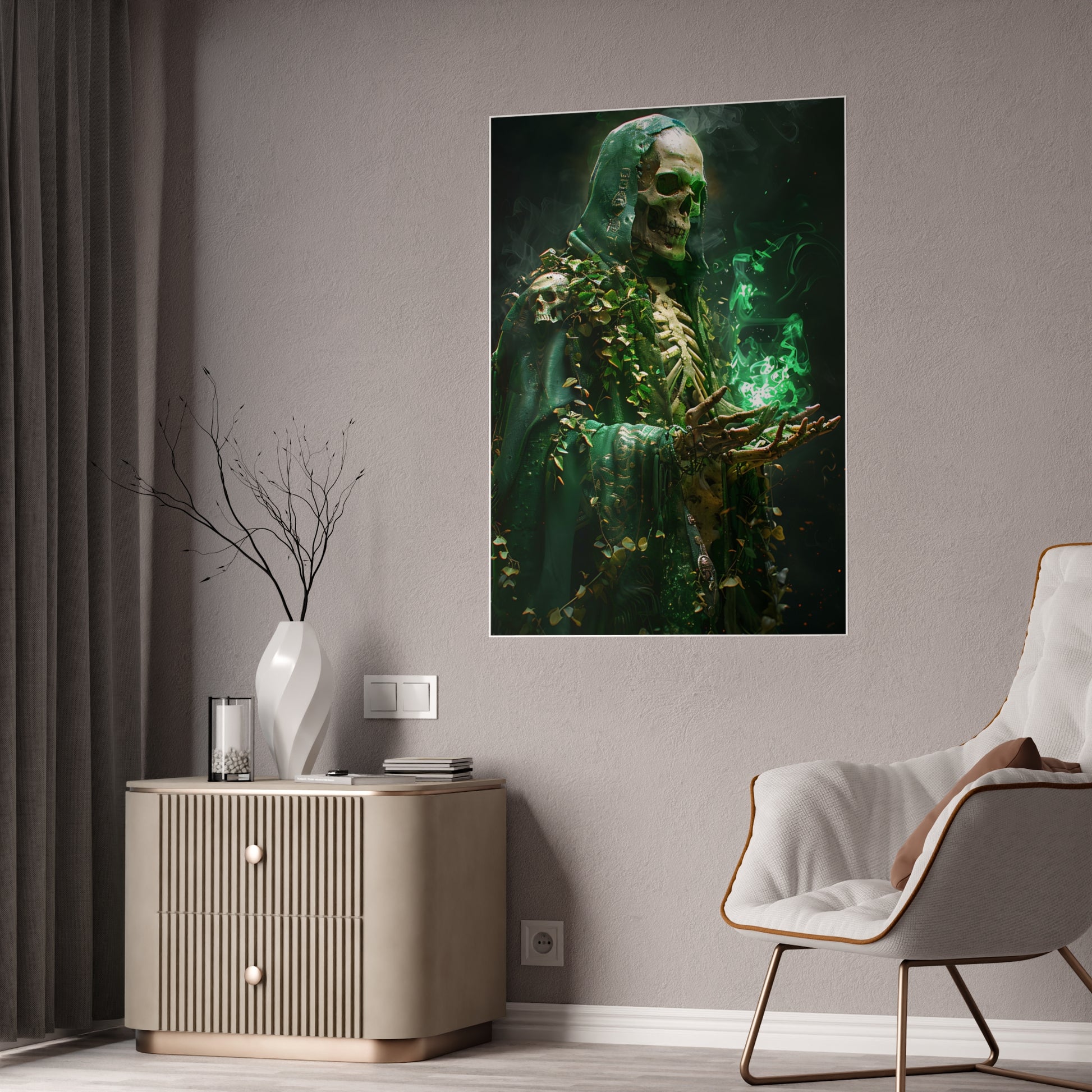 Skeleton Art Poster - Eerie Gothic Glassy Wall Art for Unique Home Decor - VYBE Shop