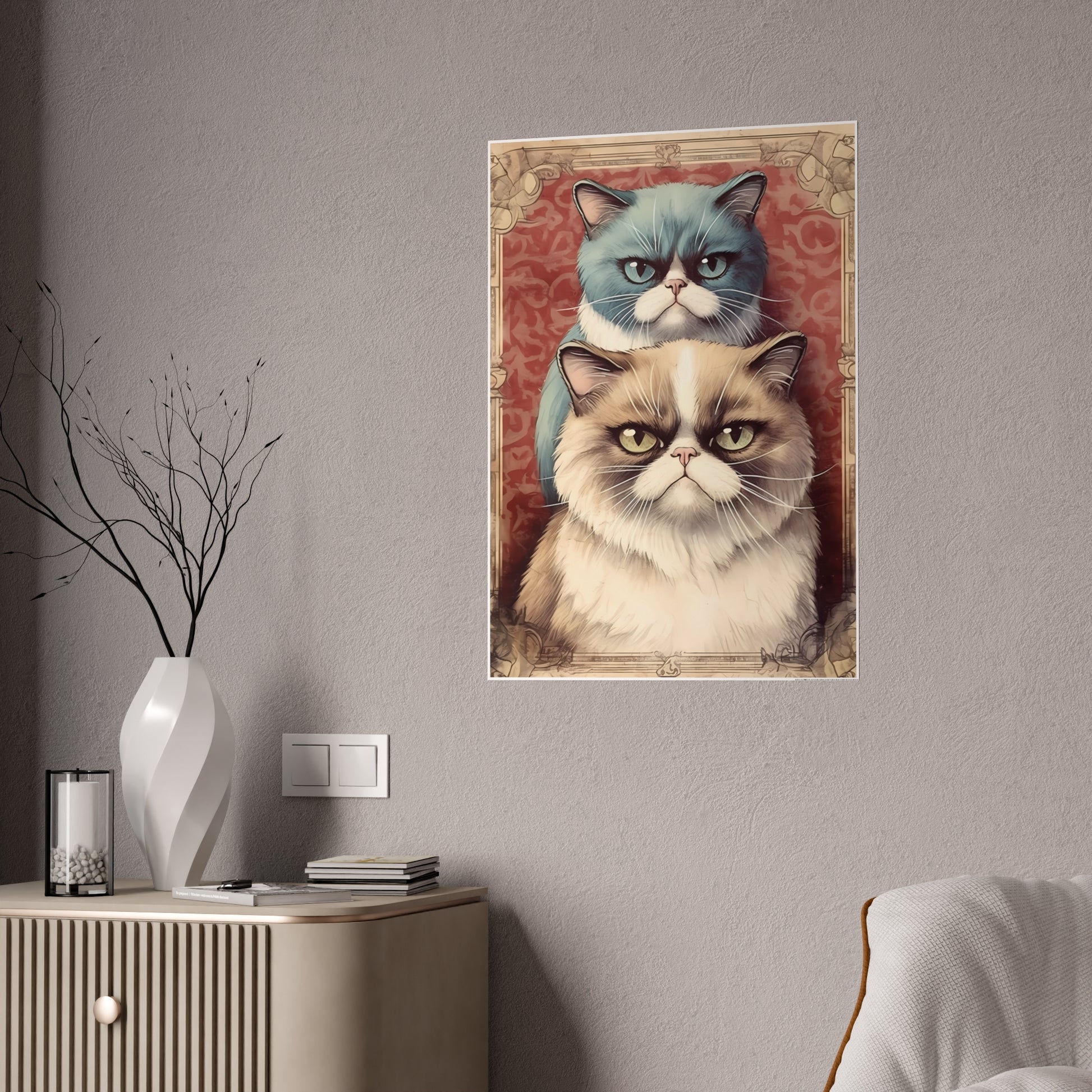 Cute Cat Art Poster, Cat Lover Gift - VYBE Shop