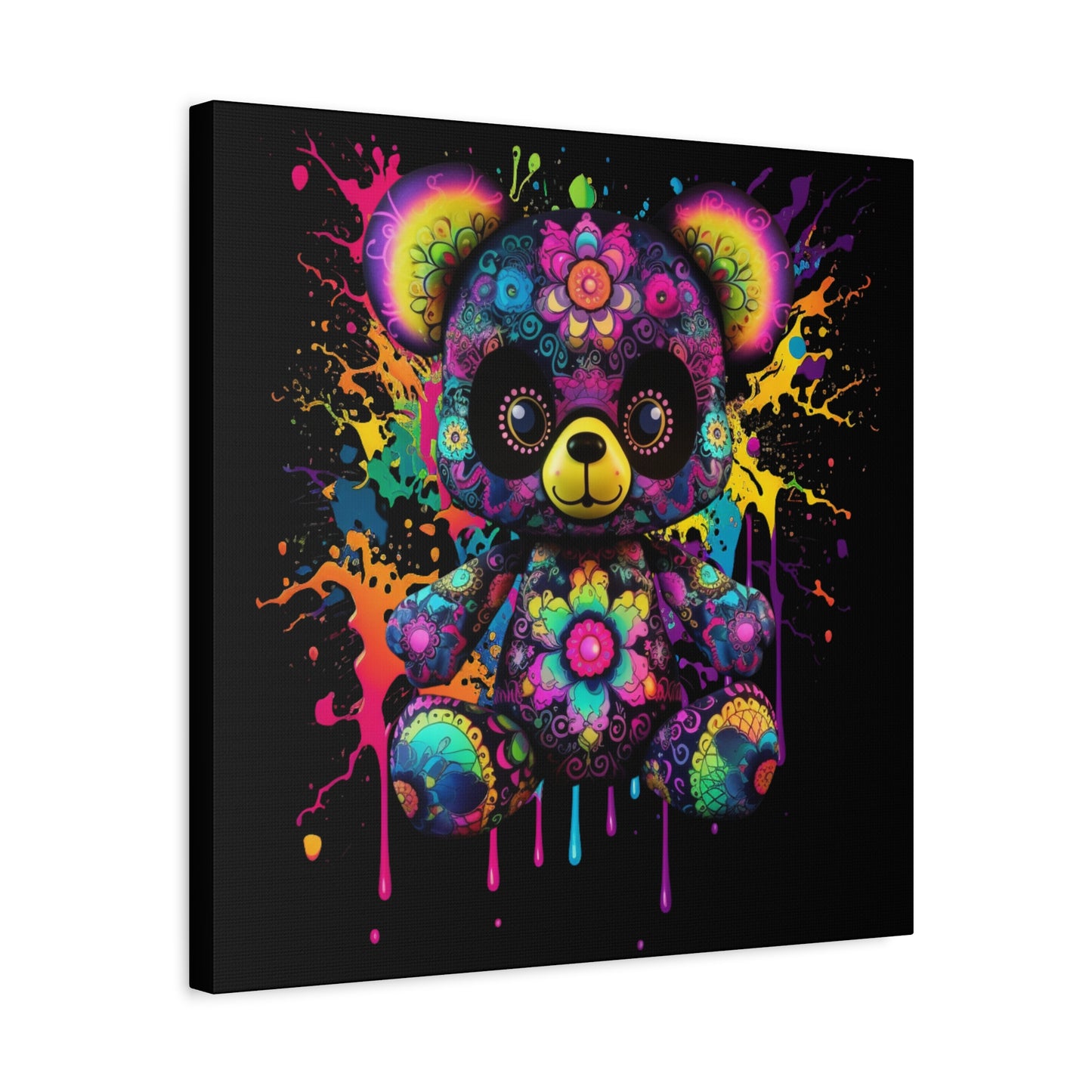 Artistic Bear Canvas Wall Art, Colorful Bear Decor, Playful Room Decor, Unique Gift for Kids, Nursery Wall Hanging - VYBE Shop
