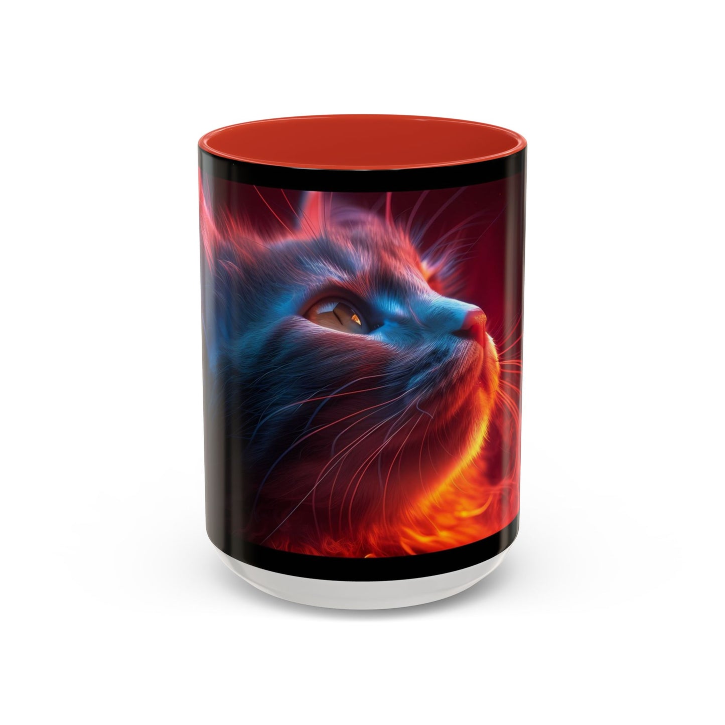 Cosmic Cat Coffee Mug - Vibrant Colorful Design, Cat Lover Gift, Unique Accented Mug, Pet Owner Gift, Cosmic Art Drinkware - VYBE
