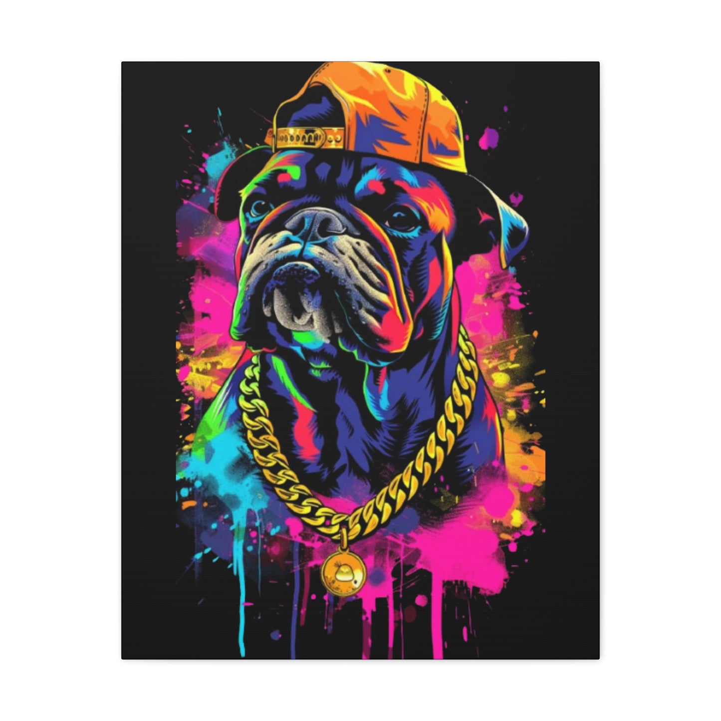 Vibrant Dog In Chain Canvas Print - VYBE Shop