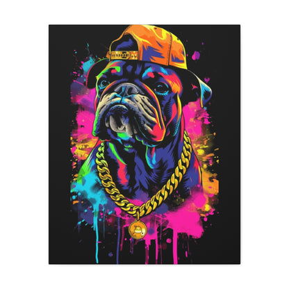 Vibrant Dog In Chain Canvas Print - VYBE Shop