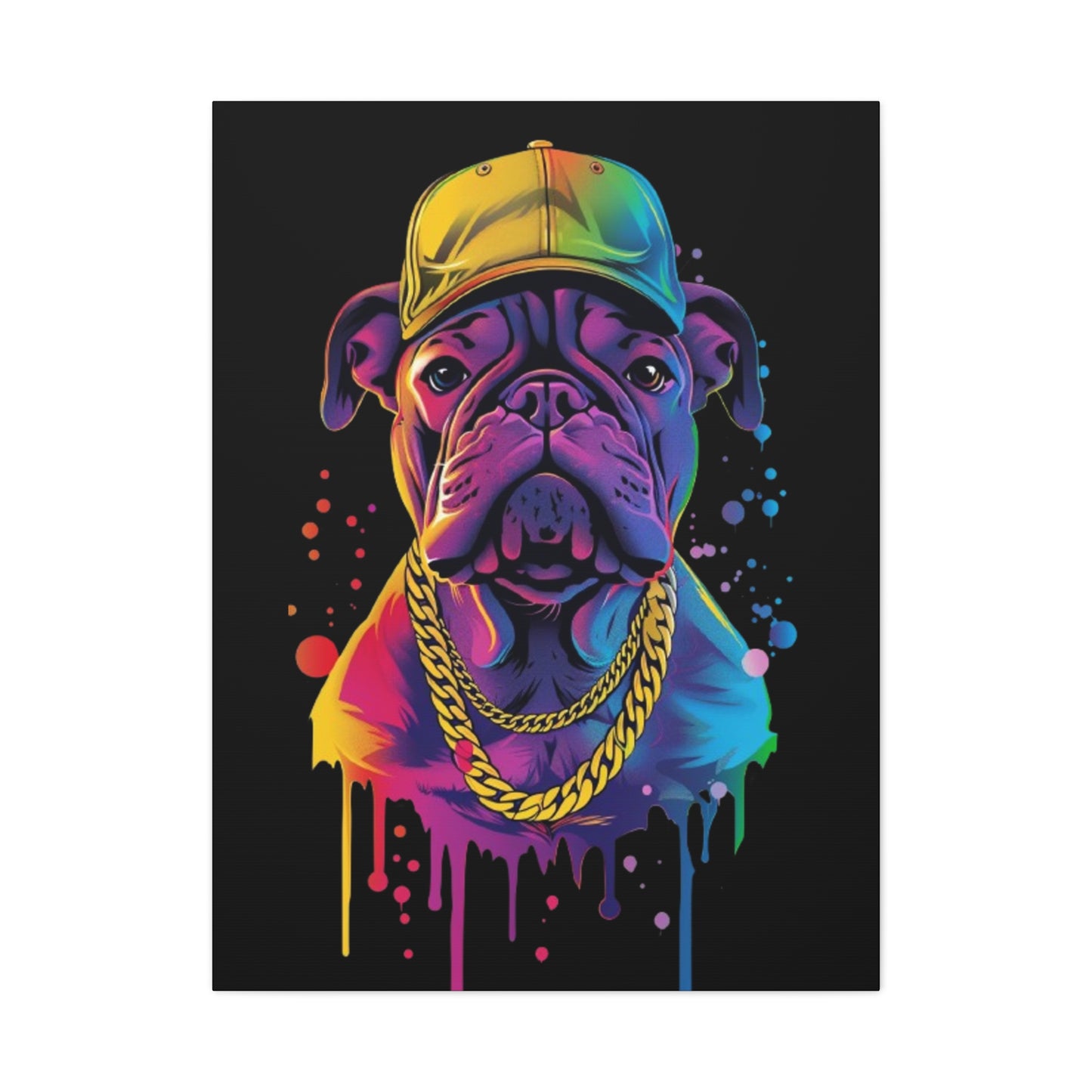 Neon Dog Portrait Canvas Art, Stretched Wall Decor, Pet Lover Gift, Funky Home Decor, Dog Themed Artwork, Unique Dog Gift - VYBE Shop