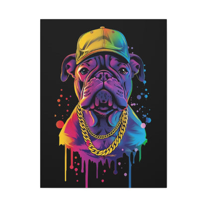 Neon Dog Portrait Canvas Art, Stretched Wall Decor, Pet Lover Gift, Funky Home Decor, Dog Themed Artwork, Unique Dog Gift - VYBE Shop