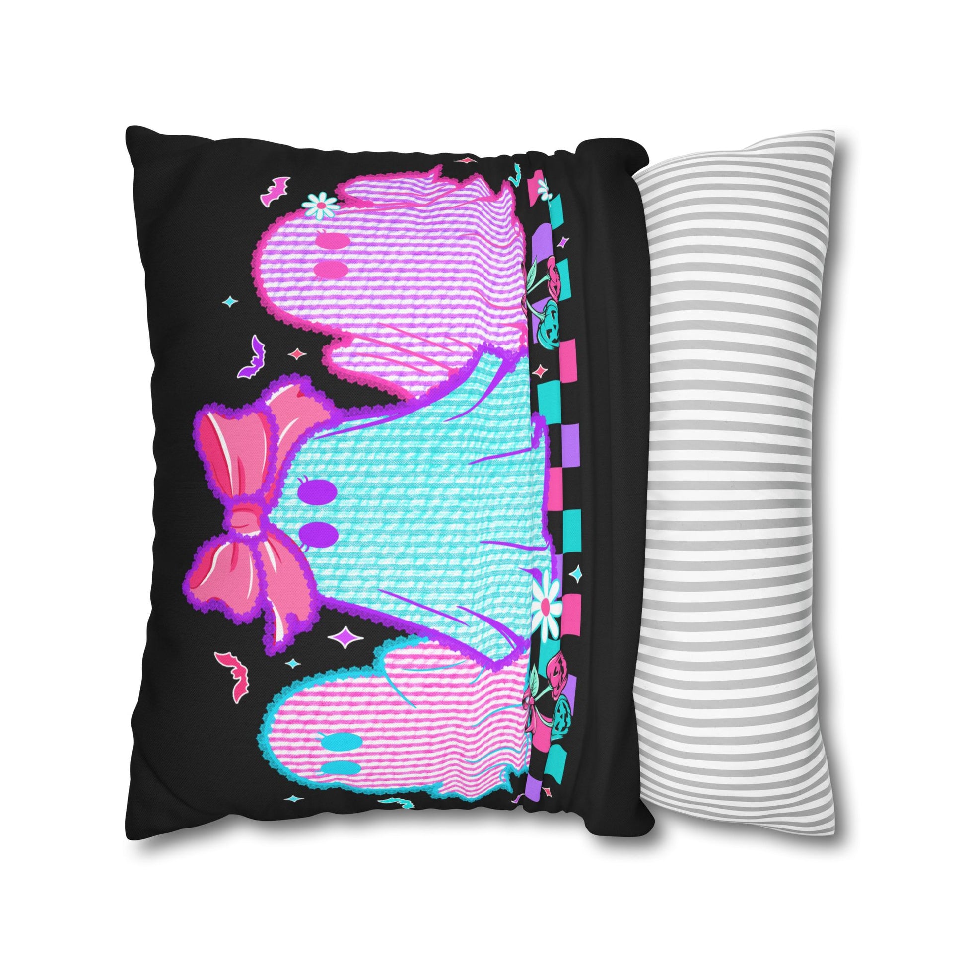 Colorful Ghost Pillowcase | Whimsical Halloween Decor, Spooky Home Accent Cushion Cover, Vibrant Ghost Design - VYBE Shop