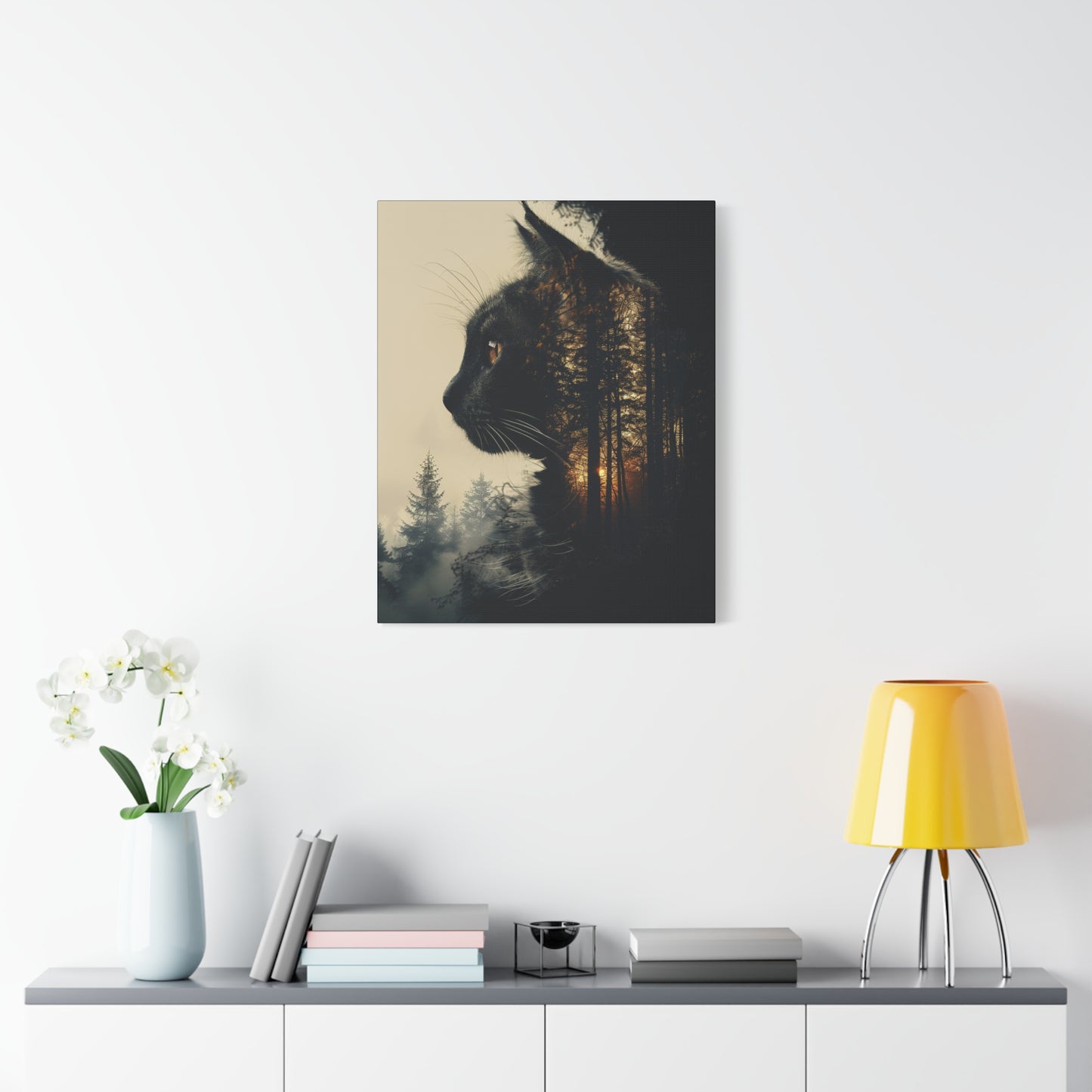 Enchanting Cat Forest Canvas Art Print, Matte Wall Decor for Cat Lovers, Perfect Gift for Home or Office, Pet Lover Decoration, [...] - VYBE Shop