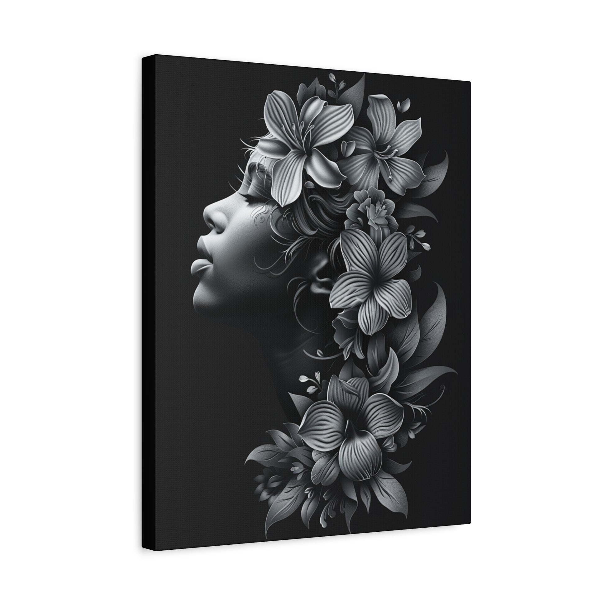 Floral Silhouette Canvas Print, Wall Art, Home Decor, Gift for Her, Modern Wall Hanging, Botanical Art - VYBE Shop