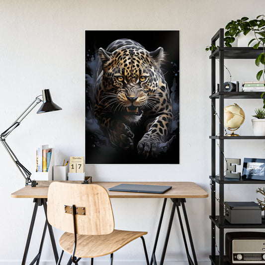 Leopard Wall Art - Fierce Leopard Gloss Poster | Wildlife Home Decor, Animal Lover Gift, Safari-Themed Office Decoration - VYBE Shop