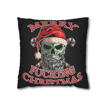 Gothic Christmas Pillowcase - Merry F***ing Christmas Cushion Cover, Edgy Holiday Decor & Unique Gift - VYBE Shop