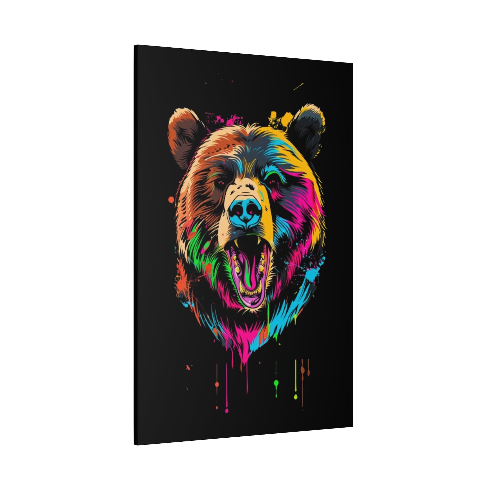 Neon Bear Canvas Art, Colorful Animal Wall Decor, Wildlife Gift, Modern Home Accent, Unique Artwork for Nature Lovers - VYBE Shop
