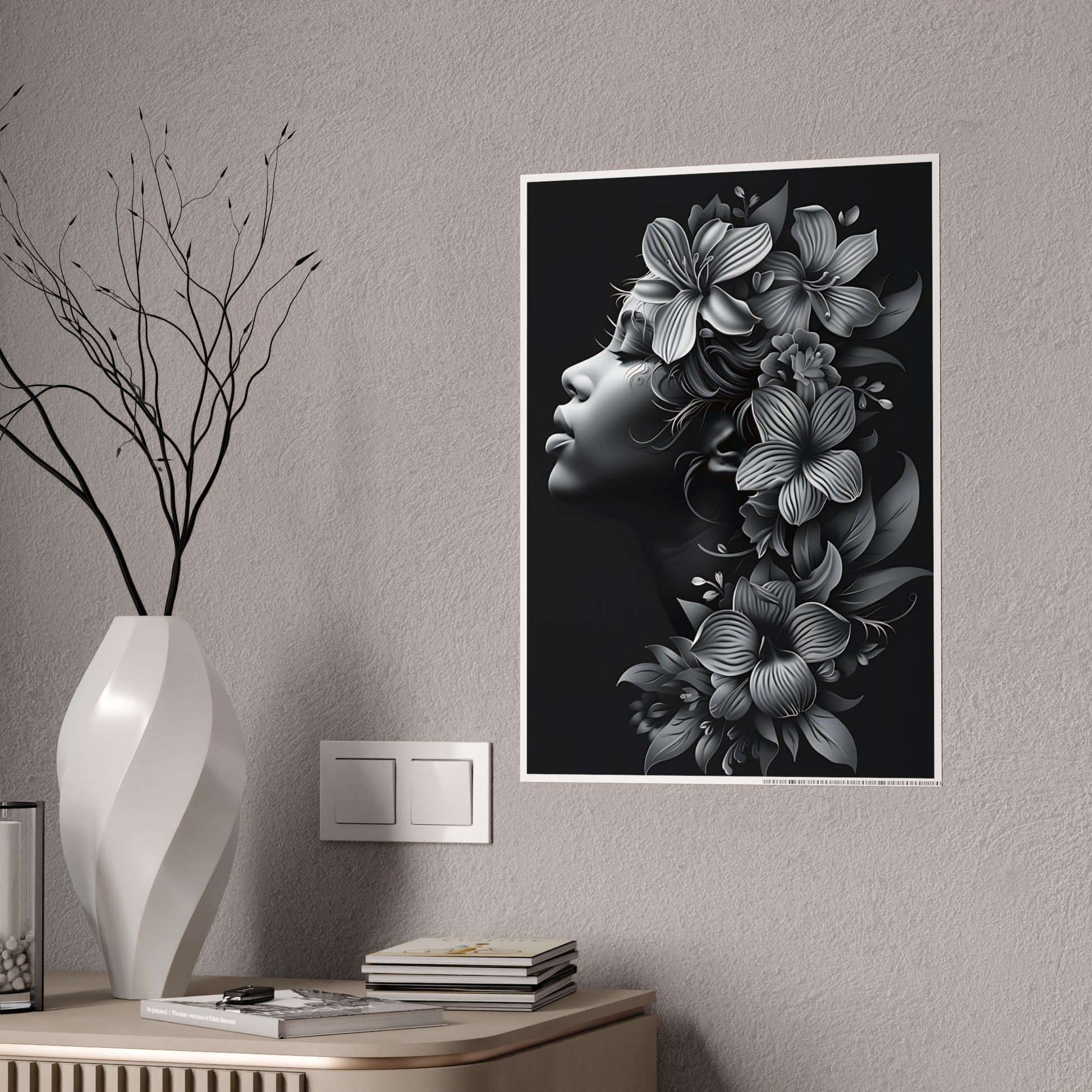 AfroArt Floral Portrait Poster - Elegant Floral Portrait Gloss Wall Art Print - VYBE Shop