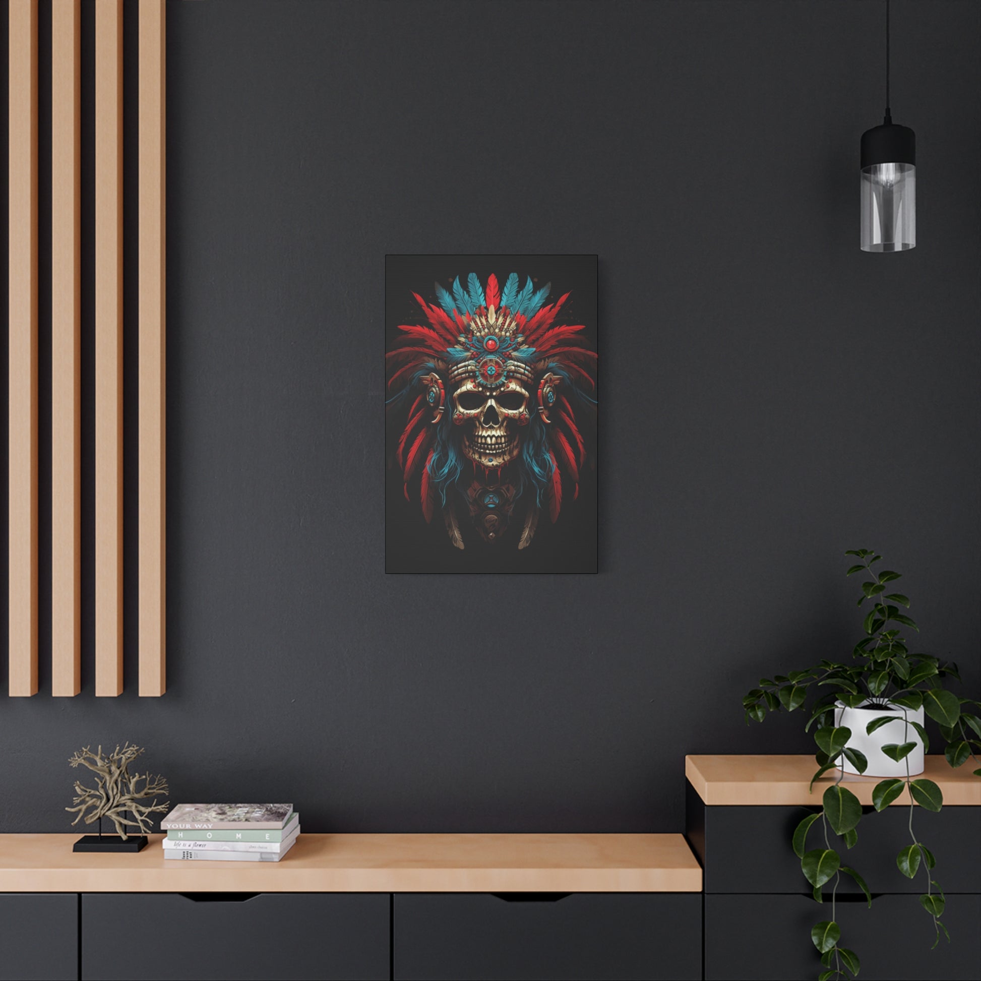Bohemian Skull Canvas Print, Wall Art, Home Decor, Unique Gift, Ethnic Artwork, Colorful Wall Hanging - VYBE Shop