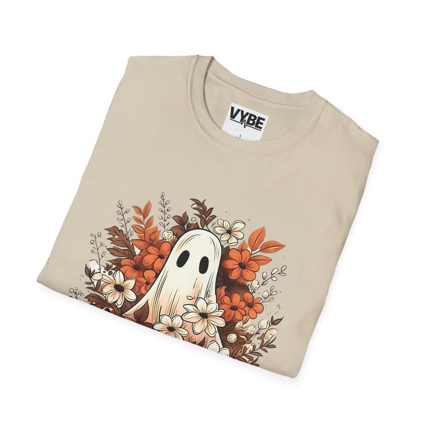 Fall- Ghost Unisex T-Shirt, Fall Apparel, Halloween Tee, Cute Pumpkin Shirt, Cozy Fall Fashion, Gift Idea for Halloween Lovers - VYBE Shop