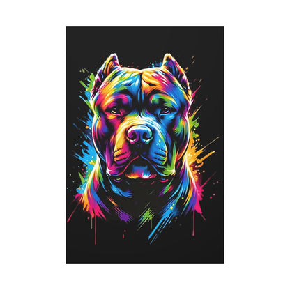 Neon Pitbull Canvas Art Print | Pet Lover Wall Decor, Dog Decor, Home Art, Gift for Dog Owners, Vibrant Animal Wall Art - VYBE Shop