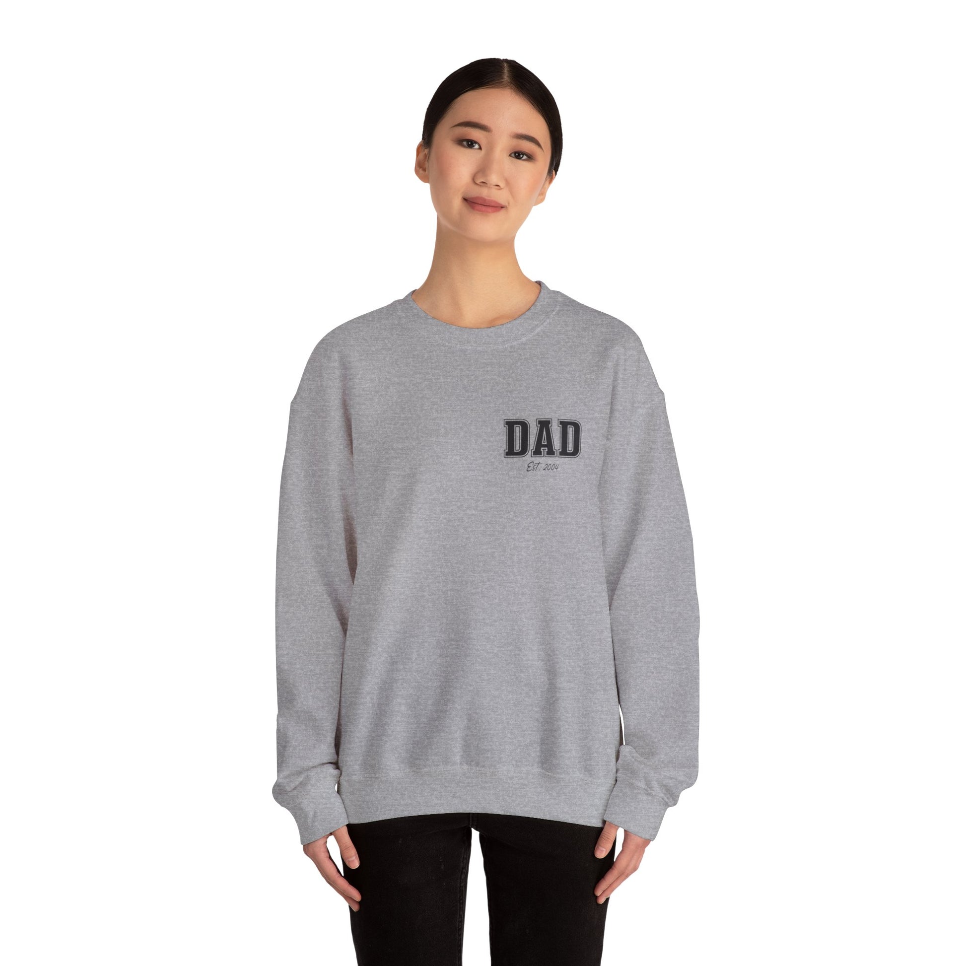 Custom Dad Crewneck Sweatshirt with Personalized Child's Birth Year - VYBE