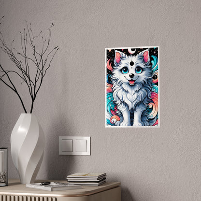 Glossy Cute Dog Art Poster - Adorable Dog Illustration for Pet Lovers - VYBE Shop