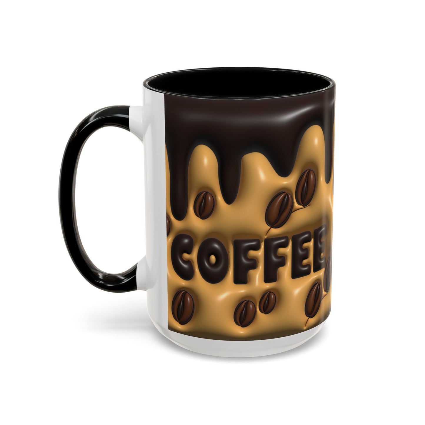 Coffee Lover's Accent Mug - Inflated 3D Design. 11oz or 15oz - VYBE