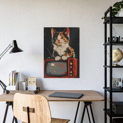 Cat Vintage Poster - Retro Cat TV Gloss Wall Art & Animal Decor - VYBE Shop