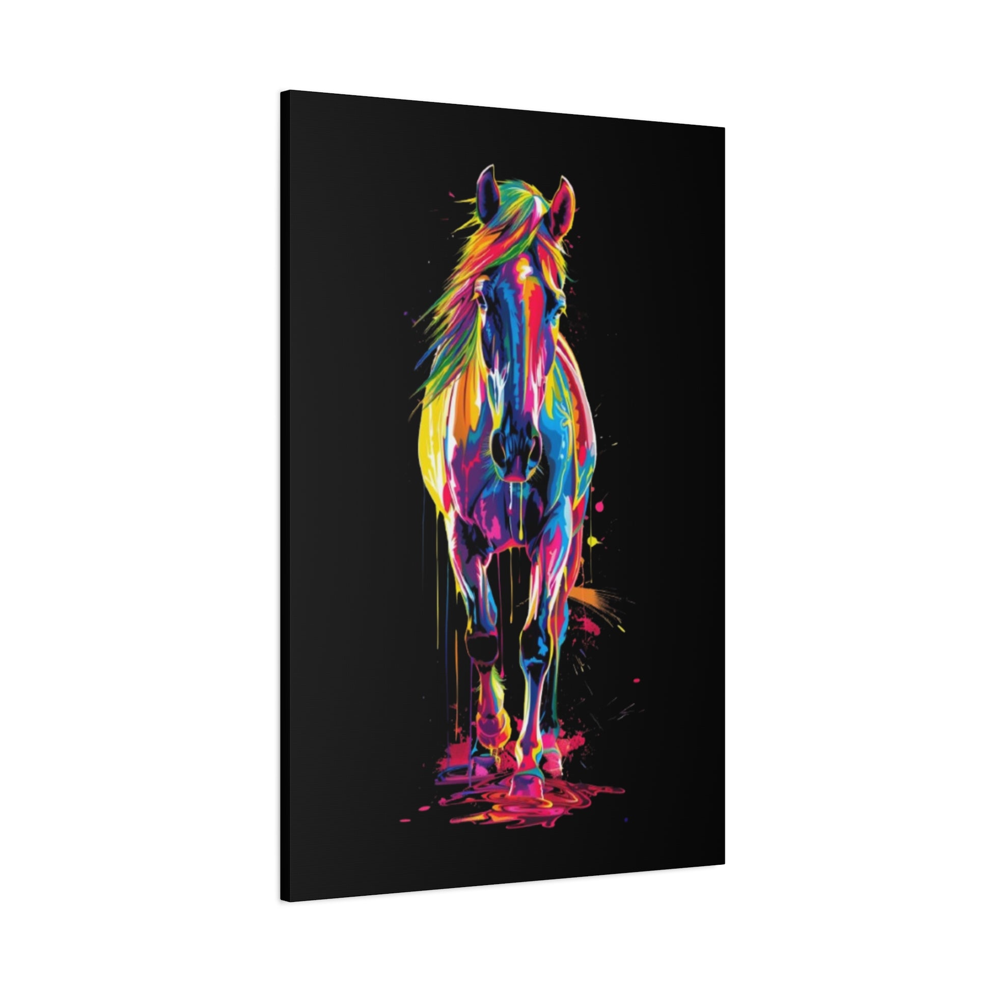 Neon Horse Canvas Art Print, Colorful Wall Decor for Animal Lovers, Horse Lover Gift, Equine Home Decor, Art for Kids Room - VYBE Shop