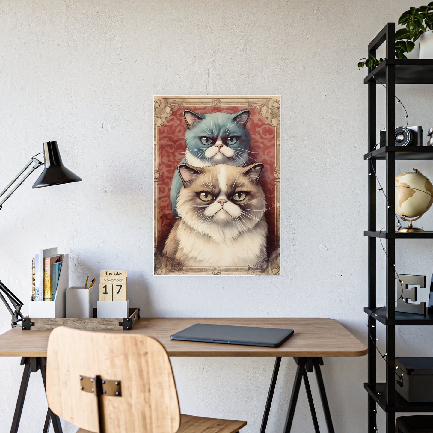 Cute Cat Art Poster, Cat Lover Gift - VYBE Shop