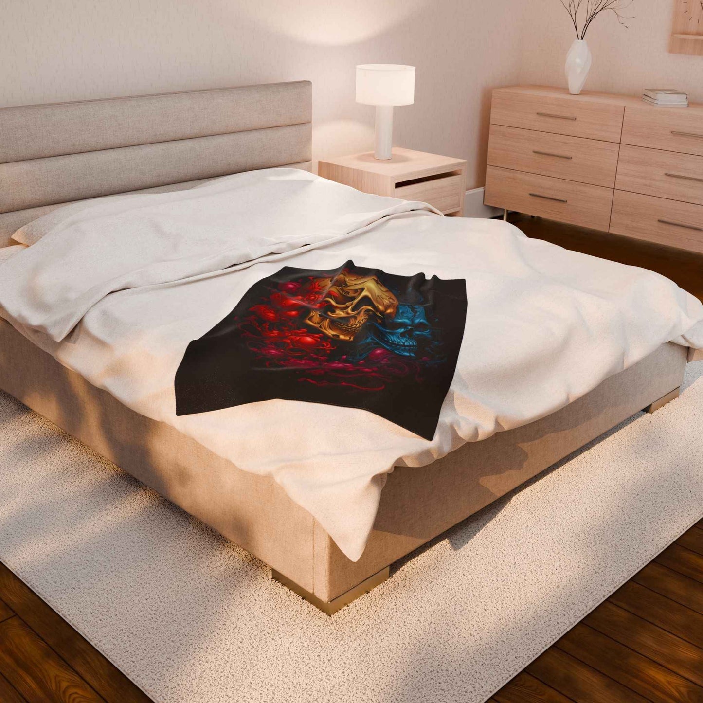 Skull Plush Blanket | Cozy Gothic Decor for Halloween and Home Throw