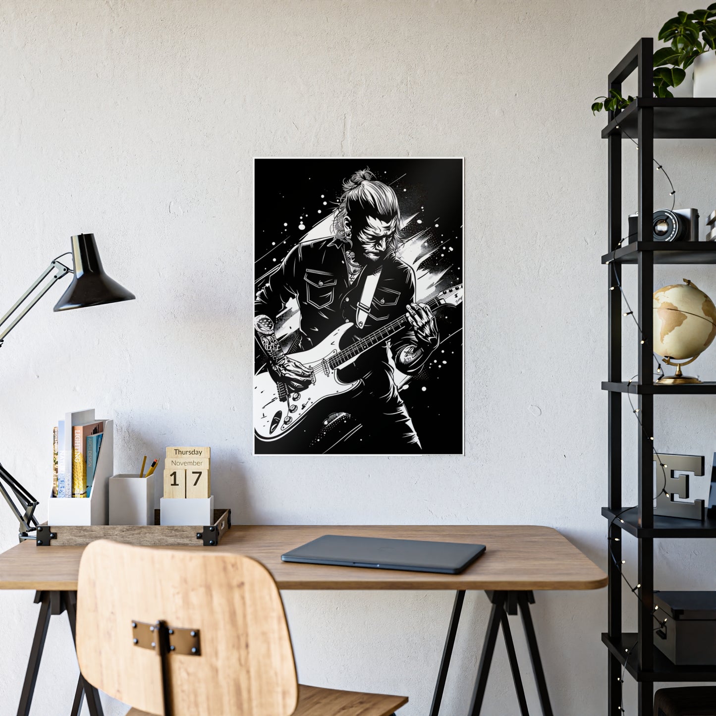 Rock Rockstar Gloss Poster - Rock Music Wall Art Décor, Black and White Art Print for Musicians, Aesthetic Living Room Gift - VYBE Shop