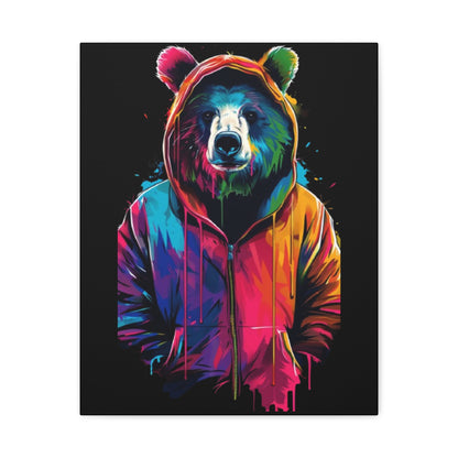 Vibrant Bear Canvas Art, Colorful Wall Decor, Modern Animal Painting, Home Aesthetic, Unique Gift Idea, Wildlife Lover Decor - VYBE Shop