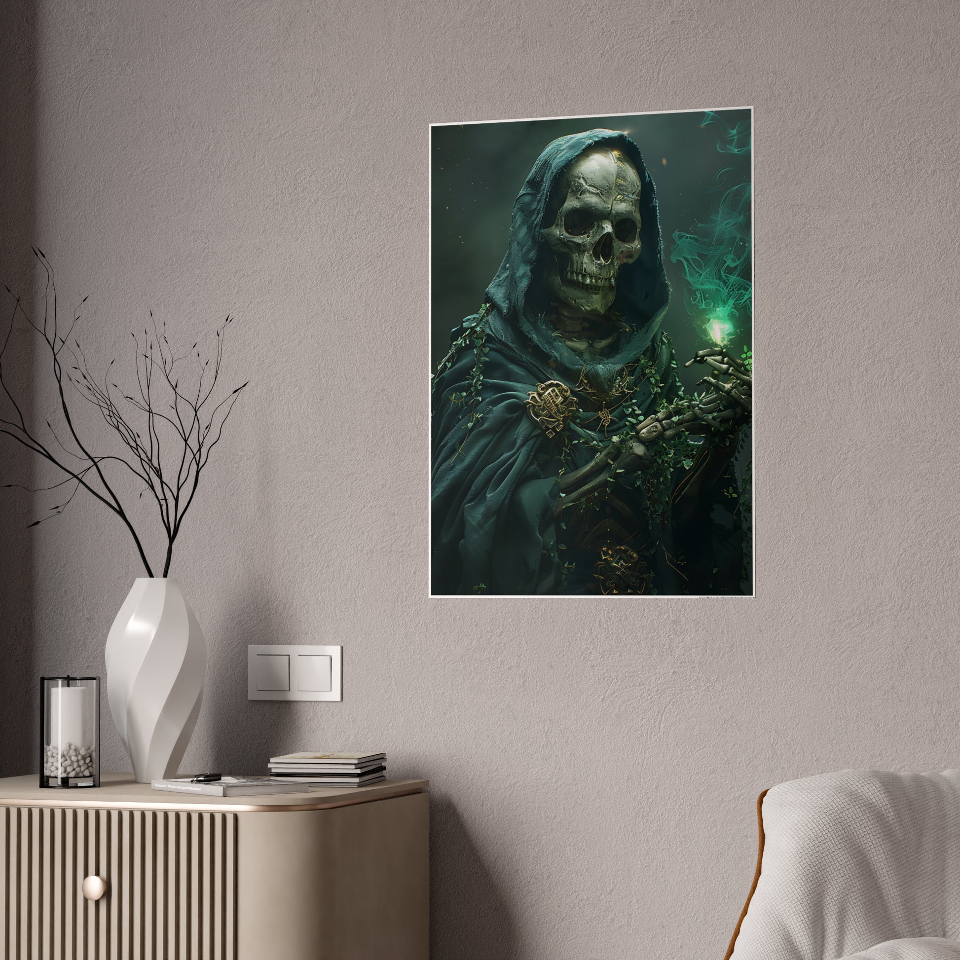 Skeleton Gothic Art Print, Dark Fantasy Poster, Edgy Wall Art - VYBE Shop