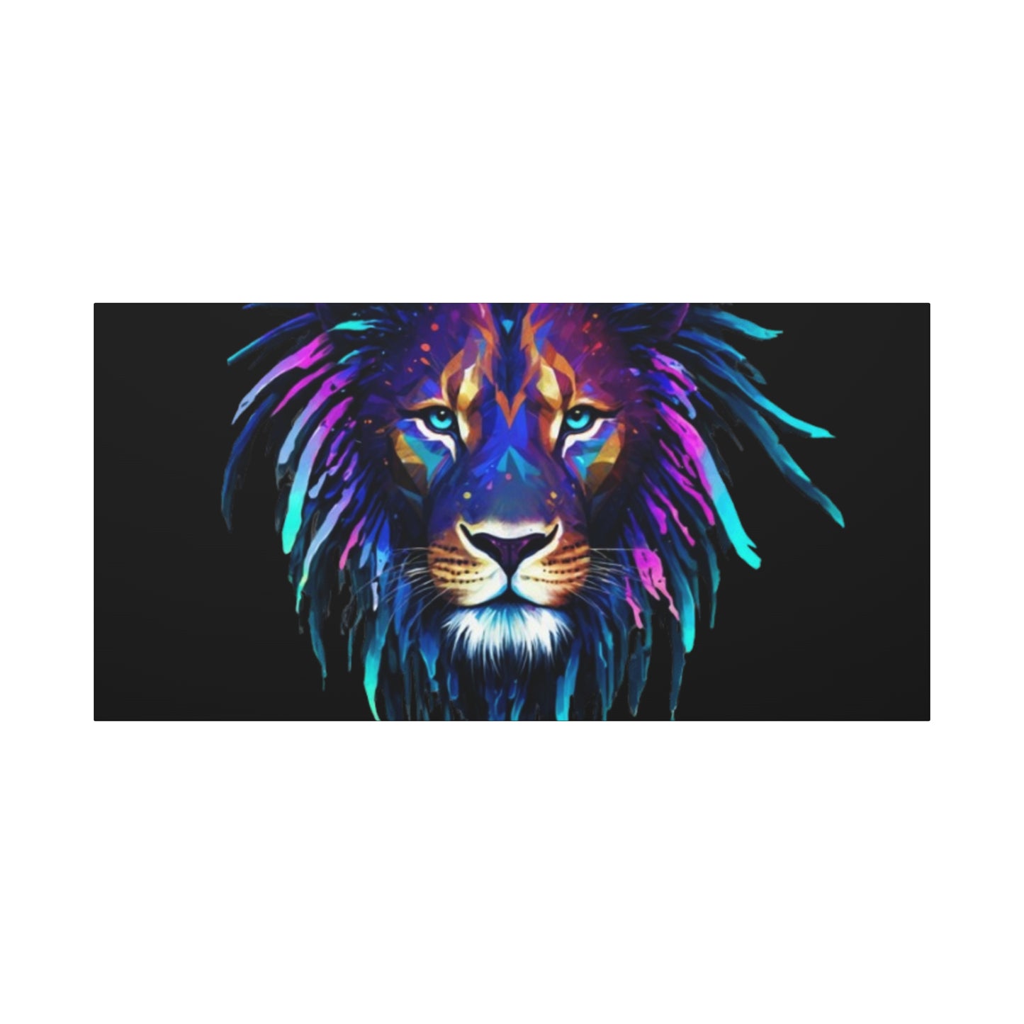Neon Lion Canvas Wall Art, Colorful Home Decor, Animal Lover Gift, Jungle Theme Room Decoration, Unique Artwork for Living Room, [...] - VYBE Shop