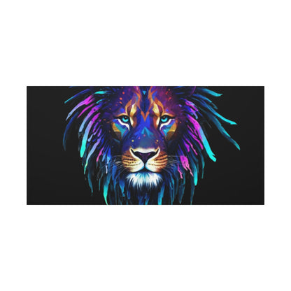 Neon Lion Canvas Wall Art, Colorful Home Decor, Animal Lover Gift, Jungle Theme Room Decoration, Unique Artwork for Living Room, [...] - VYBE Shop