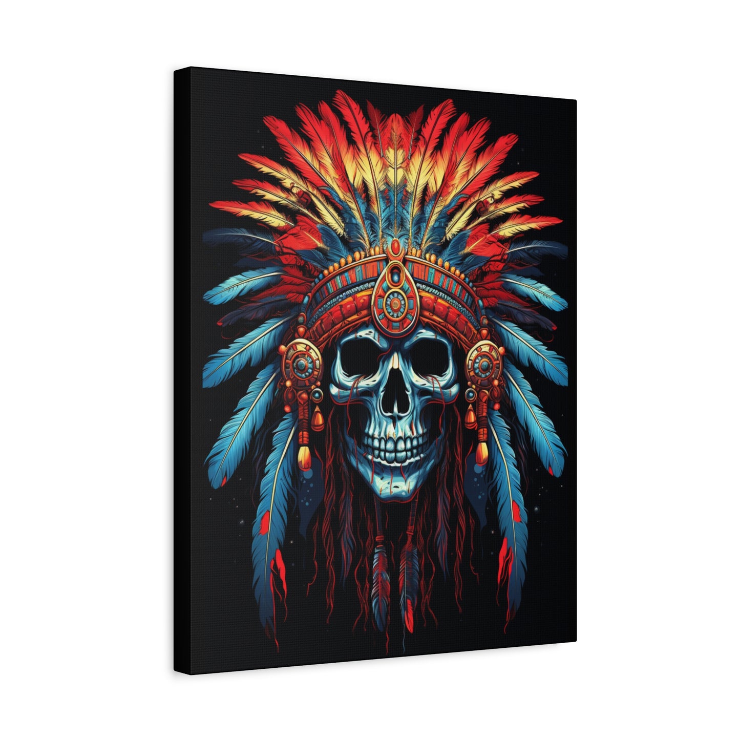 Vibrant Skull Canvas Art, Bohemian Decor, Wall Art, Home Decor, Unique Gift, Tribal Artwork, Colorful Wall Hanging - VYBE Shop