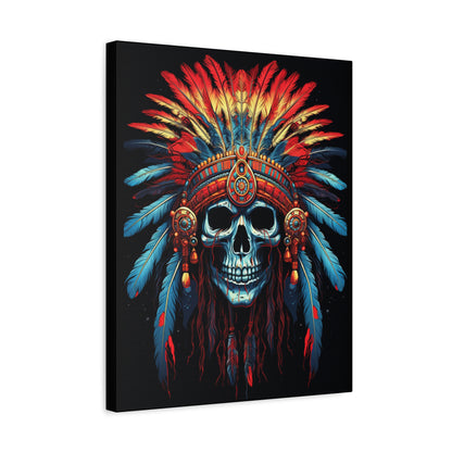 Vibrant Skull Canvas Art, Bohemian Decor, Wall Art, Home Decor, Unique Gift, Tribal Artwork, Colorful Wall Hanging - VYBE Shop