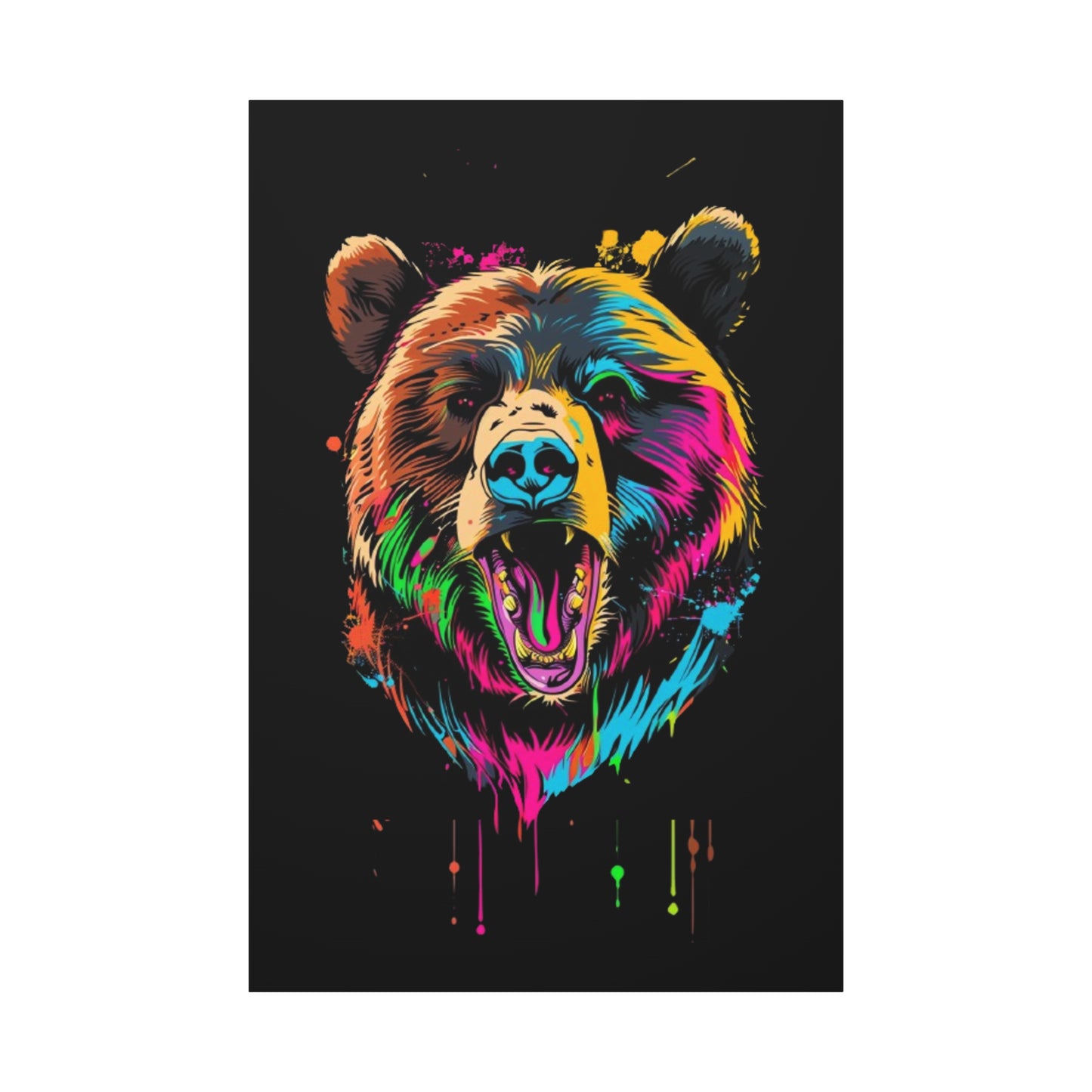 Neon Bear Canvas Art, Colorful Animal Wall Decor, Wildlife Gift, Modern Home Accent, Unique Artwork for Nature Lovers - VYBE Shop