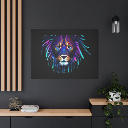 Neon Lion Canvas Wall Art, Colorful Home Decor, Animal Lover Gift, Jungle Theme Room Decoration, Unique Artwork for Living Room, [...] - VYBE Shop