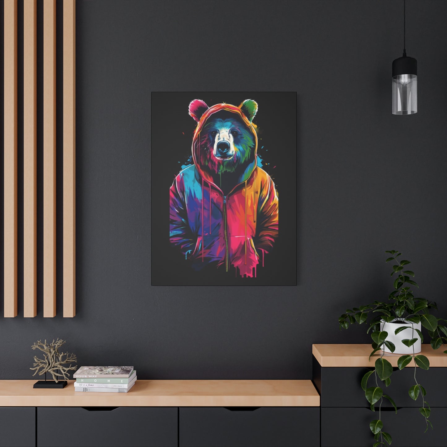 Vibrant Bear Canvas Art, Colorful Wall Decor, Modern Animal Painting, Home Aesthetic, Unique Gift Idea, Wildlife Lover Decor - VYBE Shop