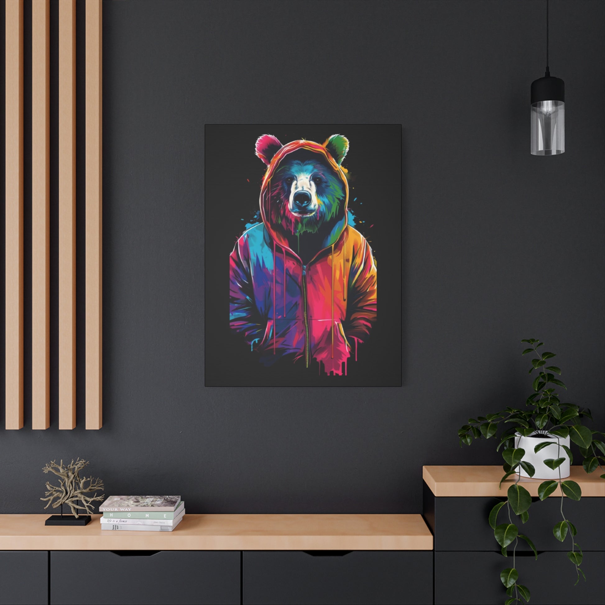 Vibrant Bear Canvas Art, Colorful Wall Decor, Modern Animal Painting, Home Aesthetic, Unique Gift Idea, Wildlife Lover Decor - VYBE Shop