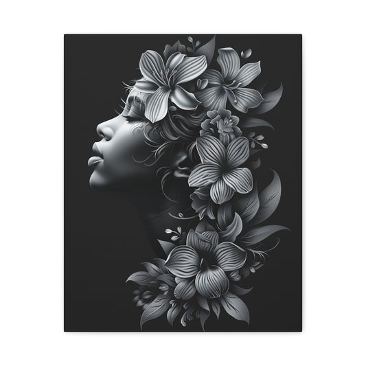 Floral Silhouette Canvas Print, Wall Art, Home Decor, Gift for Her, Modern Wall Hanging, Botanical Art - VYBE Shop