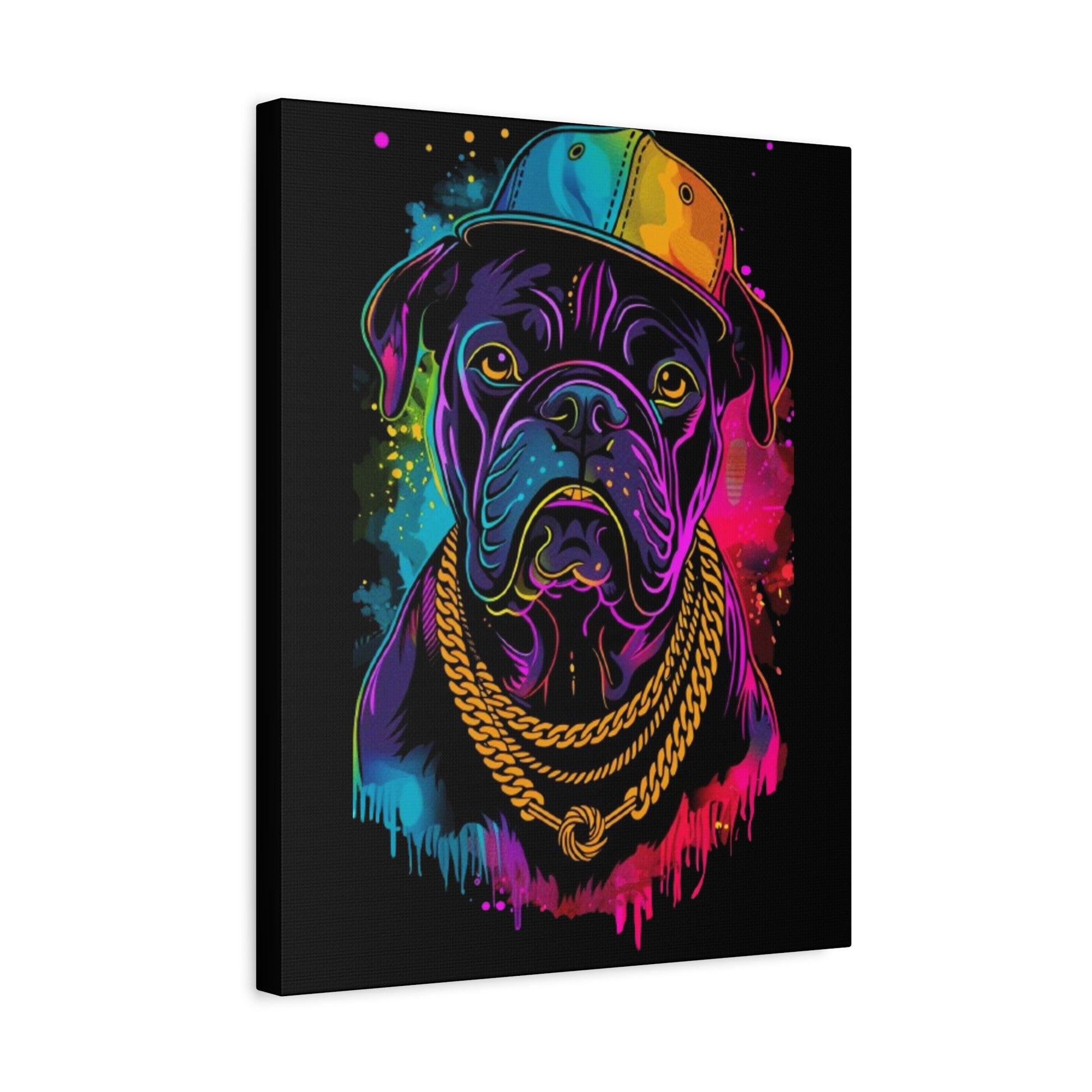 Neon Dog In Chain Matte Canvas, Stretched, 1.25" - VYBE Shop
