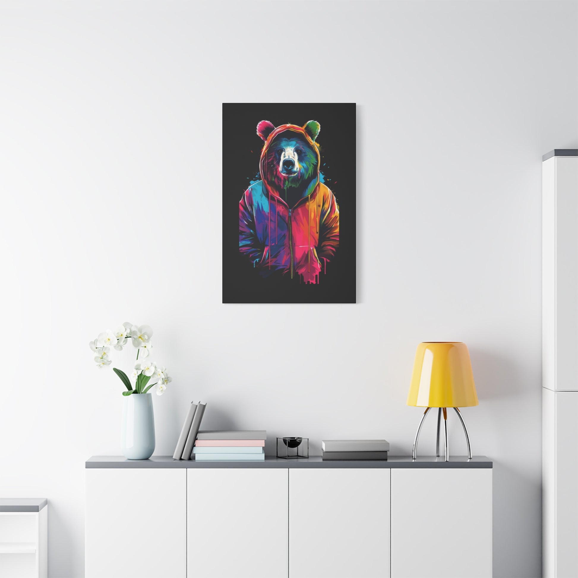 Vibrant Bear Canvas Art, Colorful Wall Decor, Modern Animal Painting, Home Aesthetic, Unique Gift Idea, Wildlife Lover Decor - VYBE Shop