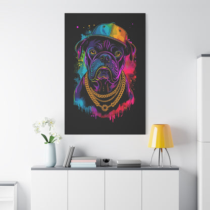 Neon Dog In Chain Matte Canvas, Stretched, 1.25" - VYBE Shop