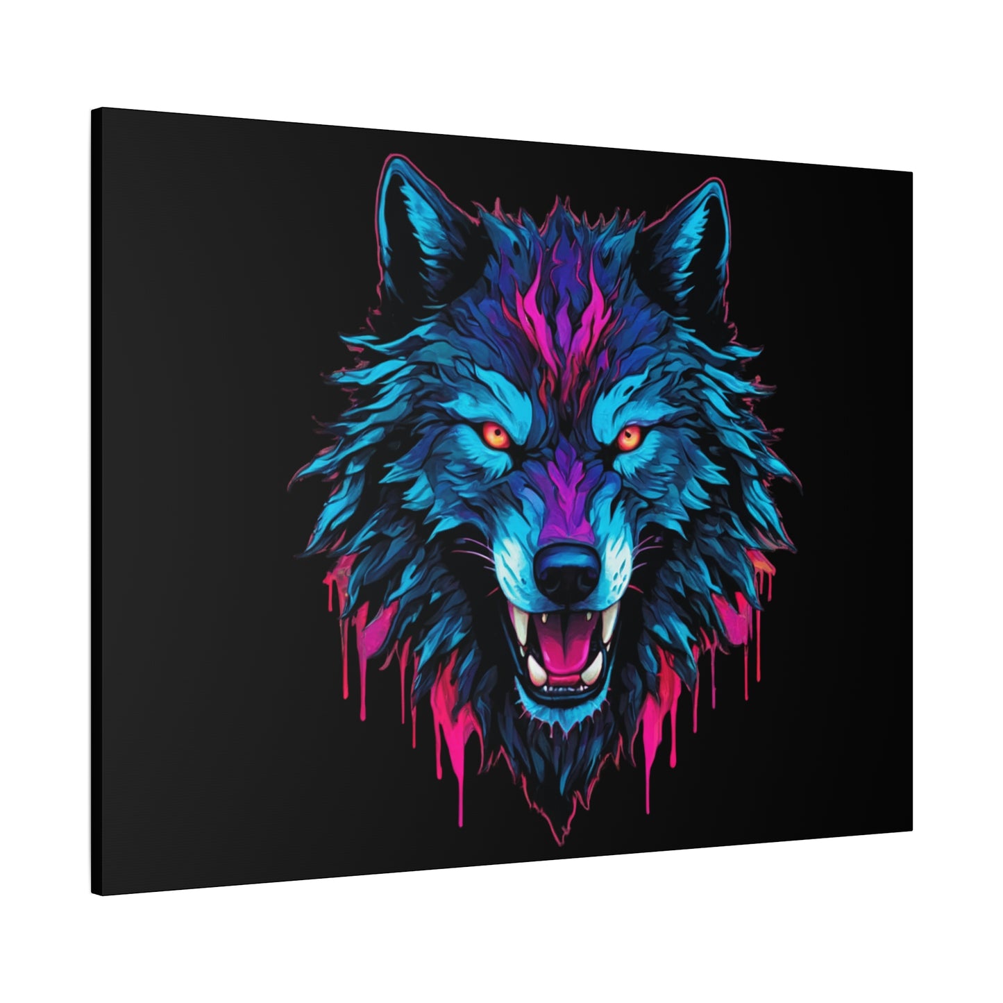 Neon Wolf Canvas Art, Colorful Wolf Wall Decor, Animal Lover Gift, Bold Home Decoration, Unique Art Print - VYBE Shop