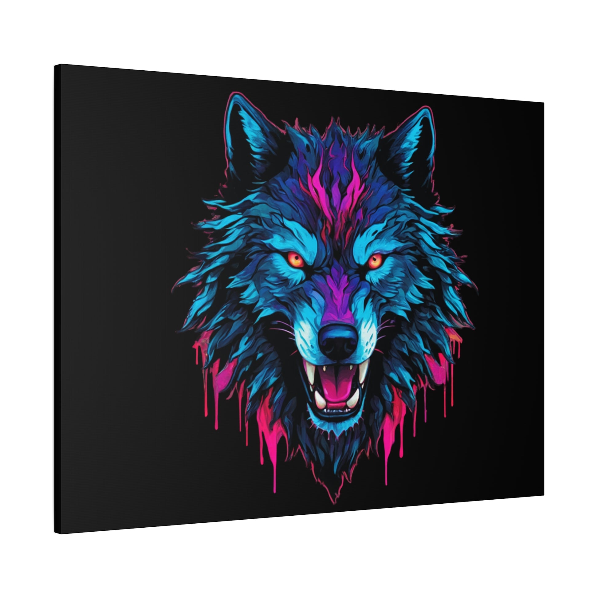 Neon Wolf Canvas Art, Colorful Wolf Wall Decor, Animal Lover Gift, Bold Home Decoration, Unique Art Print - VYBE Shop