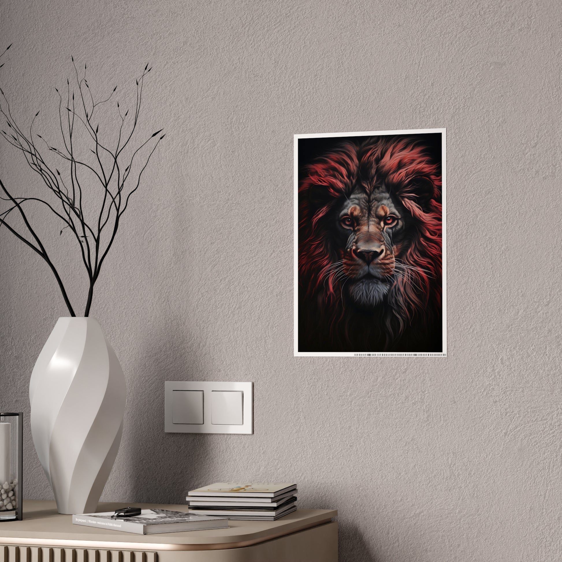 Lion Art Print Poster - Vibrant Glossy Wall Decor for Animal Lovers, Modern Home Accent, Majestic Lion Art - VYBE Shop