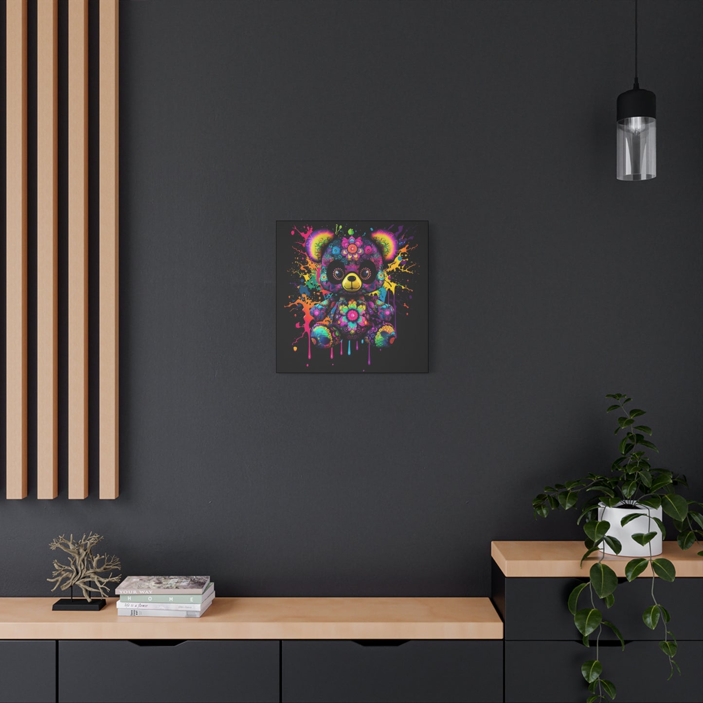 Artistic Bear Canvas Wall Art, Colorful Bear Decor, Playful Room Decor, Unique Gift for Kids, Nursery Wall Hanging - VYBE Shop