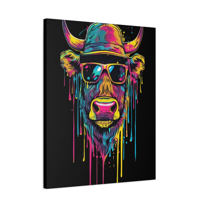 Neon Cow Canvas Wall Art, Funky Cow Print for Home Decor, Cow Lover Gift, Bright Wall Hanging, Unique Art for Living Room - VYBE Shop