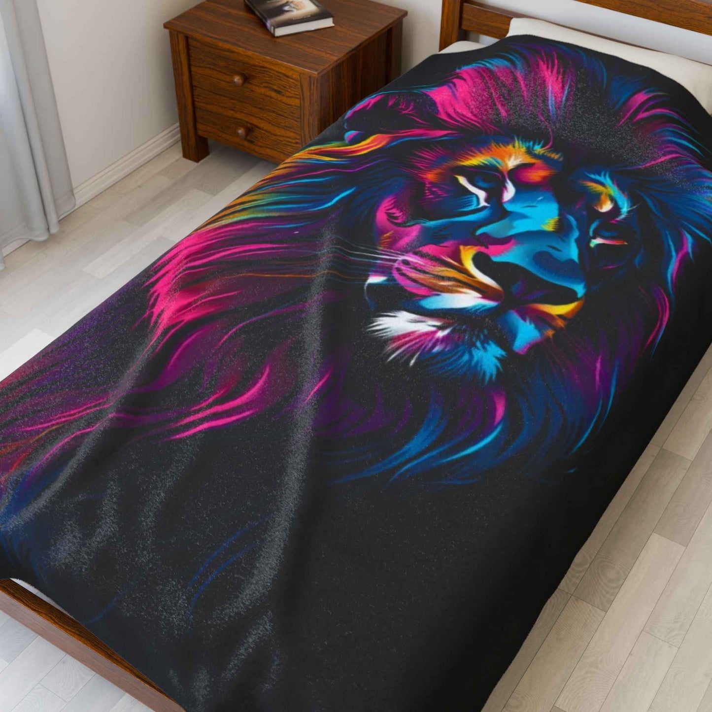 Vibrant Lion Plush Blanket