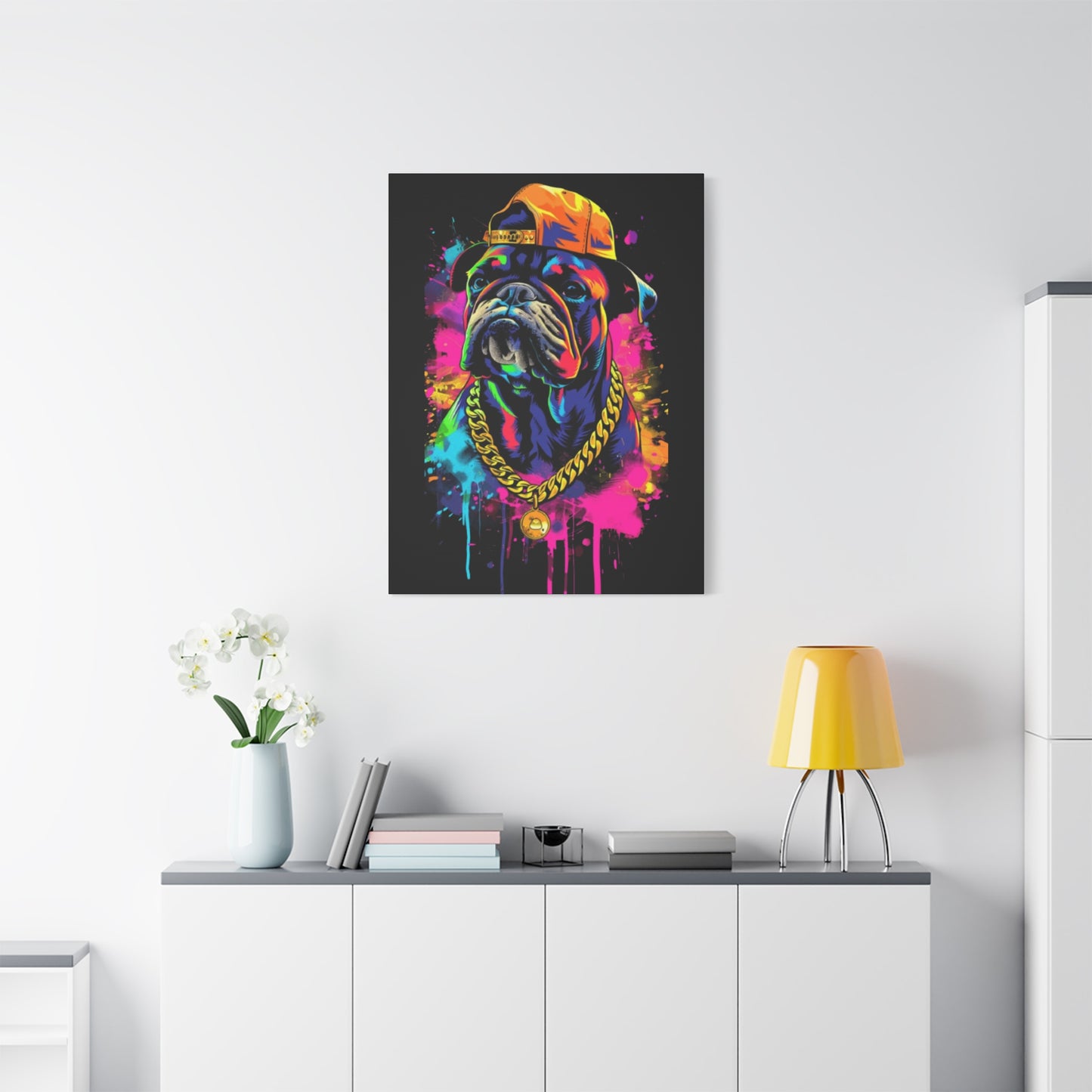 Vibrant Dog In Chain Canvas Print - VYBE Shop